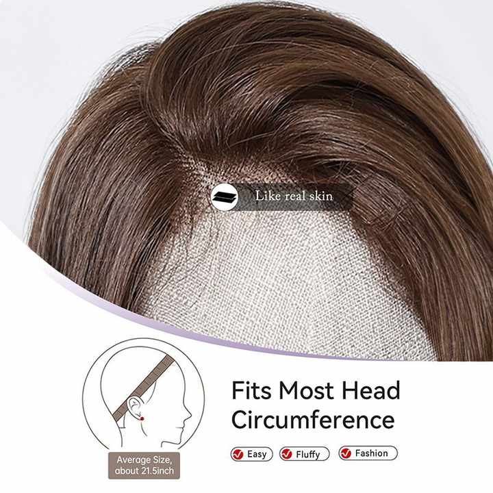 Medium Length Straight Wig in Black Brown